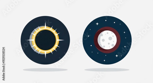 Solar and Lunar Eclipse Illustration.