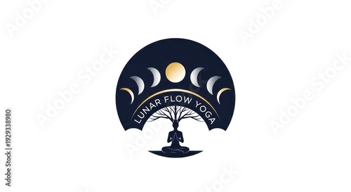 Yoga Logo with Lunar Cycle.