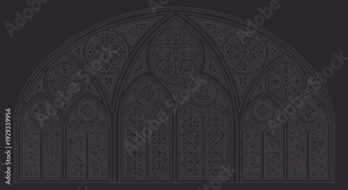 ornate gothic window, gothic architecture, stained glass