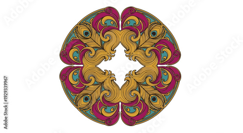 peacock feather pattern, colorful circular design