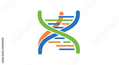 Colorful DNA Double Helix Icon, Genetics, Science, Biotechnology, Research