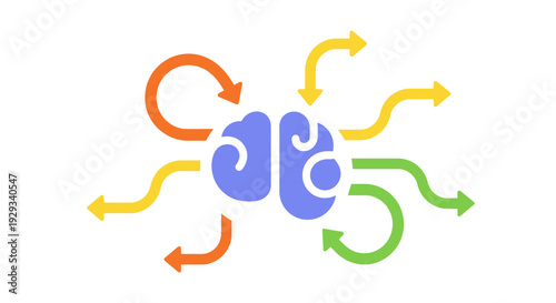 Brain With Colorful Arrows Showing Ideas and Directions
