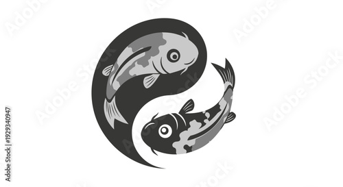 Yin Yang Koi Fish Symbol, Balance and Harmony Concept