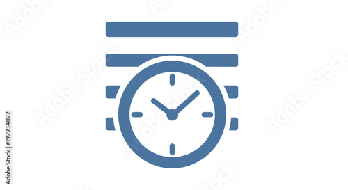 Time Management Icon: Clock with Stacked Lines Symbolizing Schedule or Task List