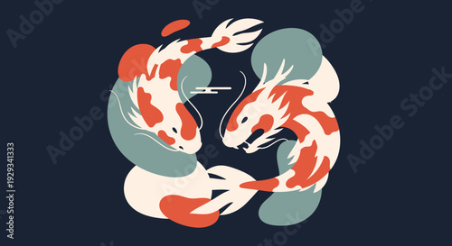 Yin Yang Koi Fish Symbolism, Harmony, Balance, Japanese Art, Water