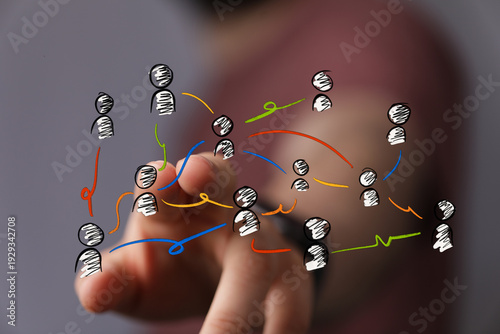 Hand pointing at connected ...