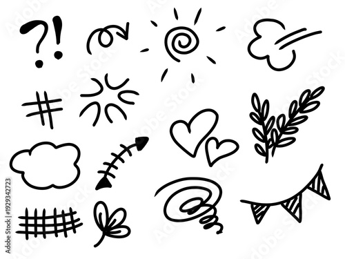 set ornament art line handrawn 