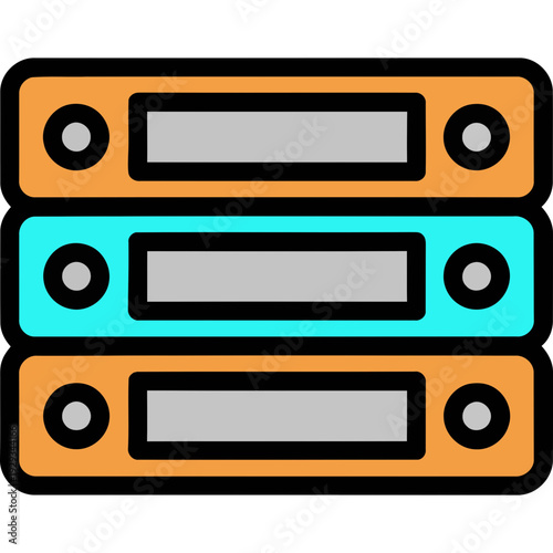 Stacked servers illustration showcasing technology and data storage in a digital environment from a front viewpoint