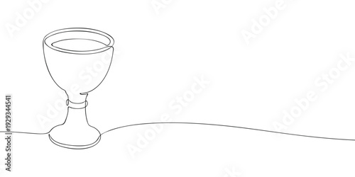Minimal line illustration of a communion chalice, symbolizing Christian faith, Eucharist, worship, sacrament, and spiritual devotion.