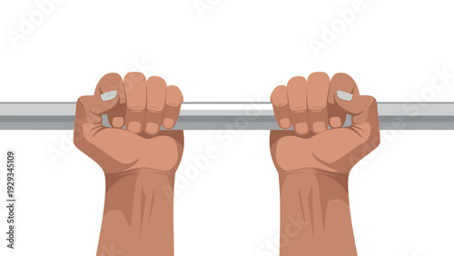 hands gripping horizontal bar close up vector illustration for fitness workout and strength training