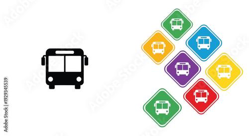 The bus front view icon is displayed with colorful variations set.