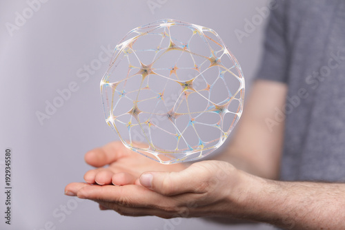 Man holding a transparent d...