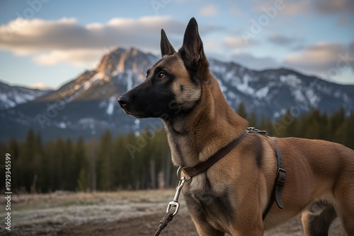 Majestic Belgian Malinois in Mountain Landscape – Premium Dog Photography Collection