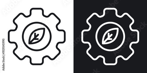 Ecology icon set in black and white stroke lines