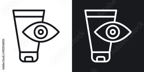 Eye cream icon set in black and white stroke lines