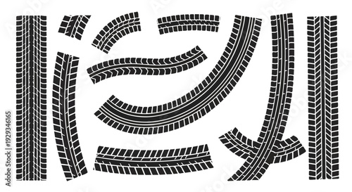 Collection of Tire Tracks and Tread Patterns