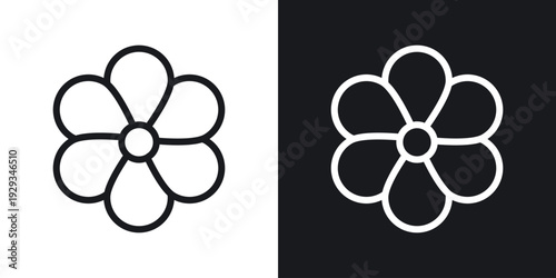 Flowers icon set in black and white stroke lines