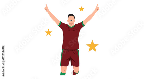 Man Celebrating with Arms Raised in Joy.