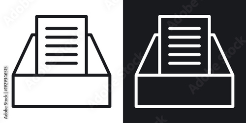 Folder box icon set in black and white stroke lines