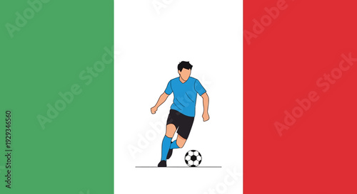 Soccer Player Dribbling Ball in Blue Jersey.