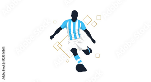 Soccer Player in Action with Football.