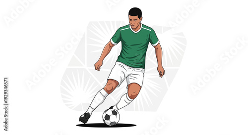 Soccer Player Dribbling Ball with Skill.