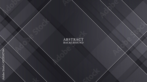 Abstract dark gray background with intersecting diagonal white lines, layered geometric shapes, and modern minimalist design