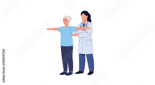 Elderly woman receiving physical therapy treatment from a doctor