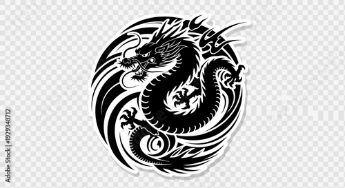 Black Dragon Tattoo Design - Tribal Symbol of Power and Strength