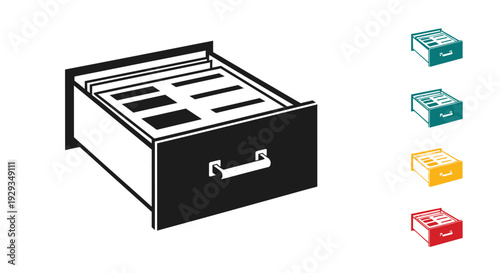 The open file drawer contains organized documents for business.