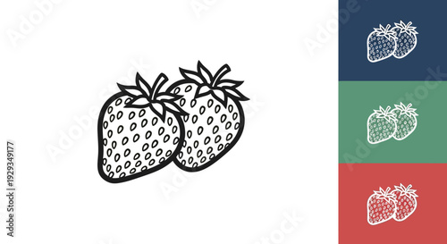 Two simple strawberry outlines are displayed on white.