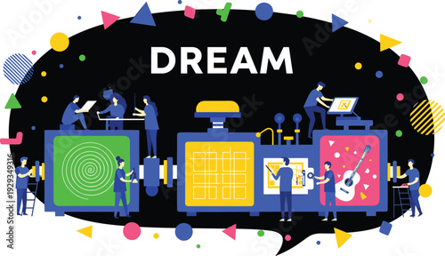 Creative Dream Concept Illustration Showing Teamwork Innovation Ideas Technology Imagination And Business Vision