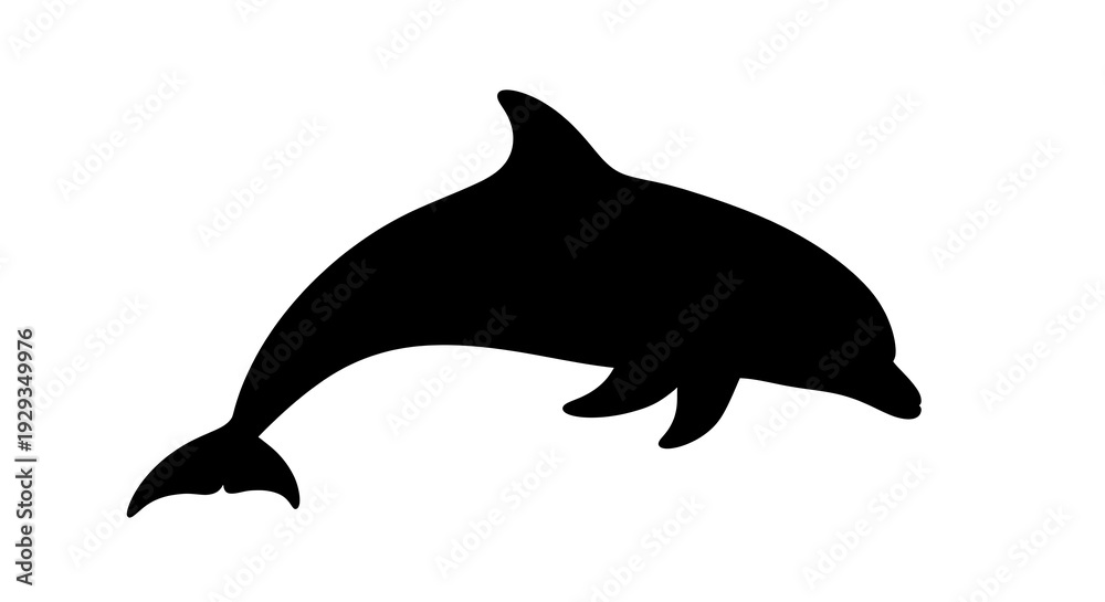 Fototapeta premium Black silhouette of a dolphin swimming.