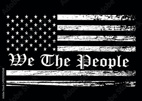 We the People 1776 Vintage Distressed American Flag Design.