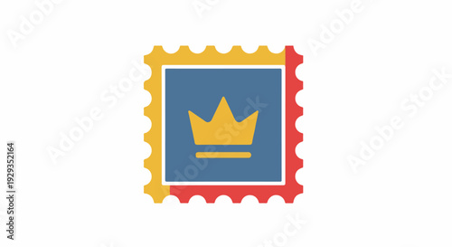 Stylized Crown Stamp Icon with Perforated Edges