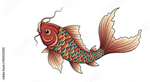 Vibrant Japanese Koi Fish Illustration - Traditional Art Style