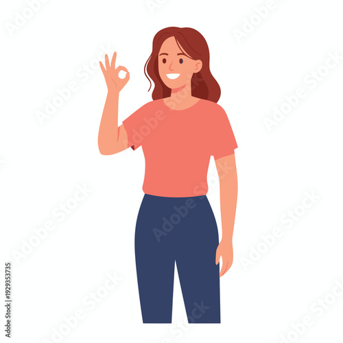 Woman gesturing okay approval agreement.
