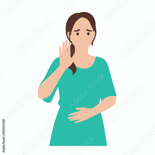 Pregnant woman having stomach pain healthcare concern.