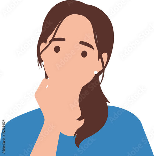 Thoughtful woman pensive female contemplative person.