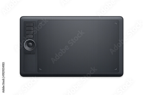 Modern digital drawing tablet with customizable buttons and scroll wheel for creative professionals