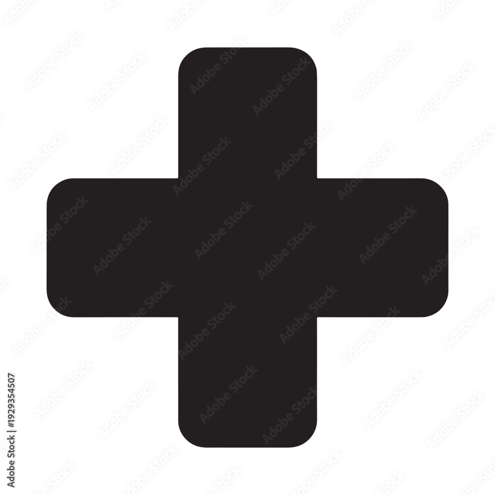 Obraz premium Clean Red Hospital Cross Icon representing healthcare, medical services, and assistance. Minimalist vector graphic.