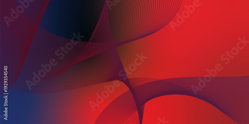 Red and navy blue luminous waves sweeping through a deep shadowy backdrop with scattered micro sparkles, modern technology atmosphere, vector style