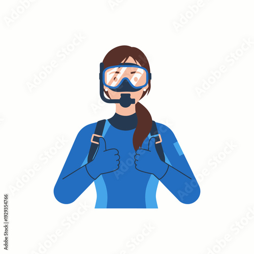 Scuba Diver in Wetsuit with Snorkeling Mask.