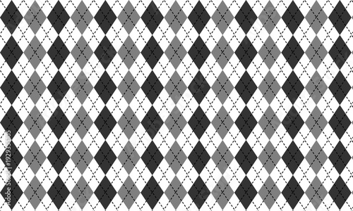 Abstract Black, Gray, and White Argyle Pattern Background with Dotted Overlay