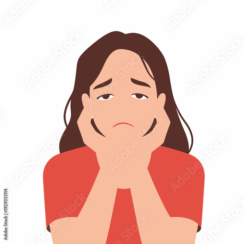 Sad female face unhappy woman disappointment.