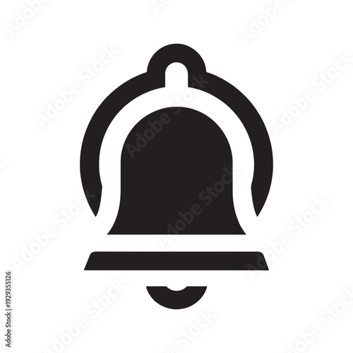 Bold notification bell icon, a symbol for alerts, news, and timely updates, rendered as a simple vector graphic.