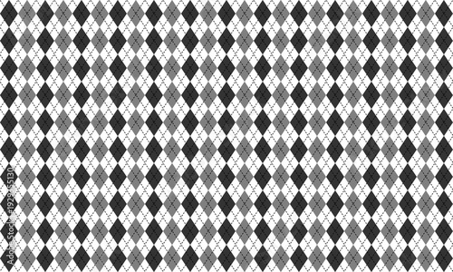 Abstract Black, Gray, and White Argyle Pattern Background with Dotted Overlay