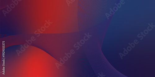 Red and navy blue luminous waves sweeping through a deep shadowy backdrop with scattered micro sparkles, modern technology atmosphere, vector style