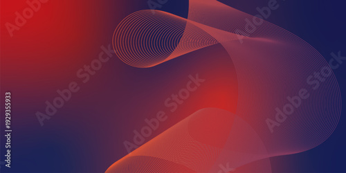 Red and navy blue luminous waves sweeping through a deep shadowy backdrop with scattered micro sparkles, modern technology atmosphere, vector style