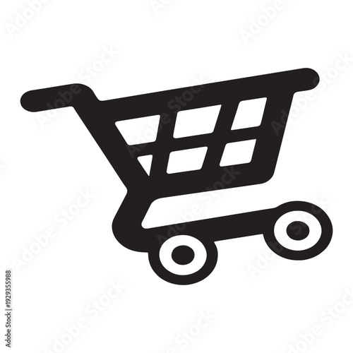 Modern shopping cart icon symbolizing retail, online stores, and consumer activity. Sleek vector illustration.
